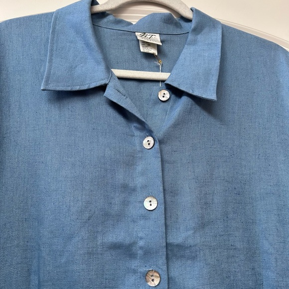 NWT Vintage Linen Norm Thompson Full Button Down Short Sleeve Dress. Collar. 2X - Picture 2 of 16